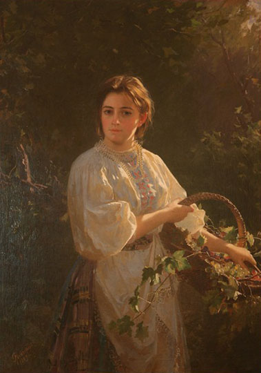 Image - Opanas Rokachevsky: Portrait of the Artists Daughter in Her Garden.